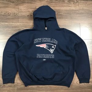 NFL New England Patriots Sports Team Mens Football Navy Blue Reebok Hoodie Sz XL